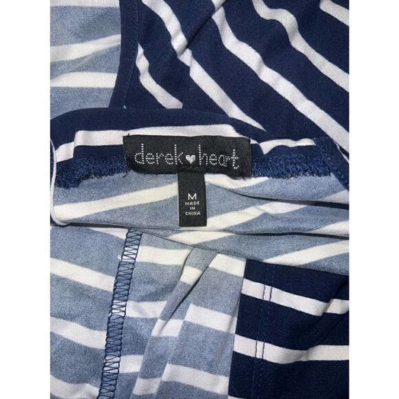 Derek & Heart dress career tie front crossover wrap tank striped navy white soft - Picture 7 of 8